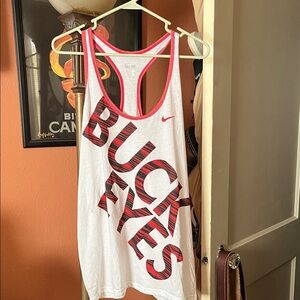 Nike White and Red Buckeyes Tank Top